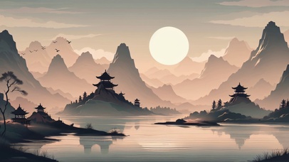 水墨风日落uo