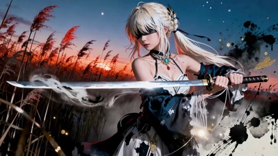 水墨风芦苇持剑薇尔莉特