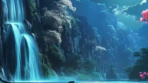 夜景树木河流带 鱼屏