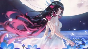 月夜白裙少女哥伦比娅