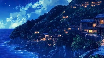 夜景星空树木带鱼屏