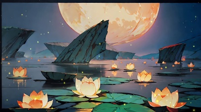 月亮宁静海面月光治愈4k