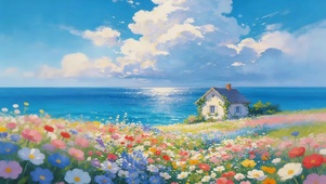 唯美的海边鲜花