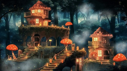 蘑菇插画AI壁纸