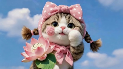 可爱荷花猫咪