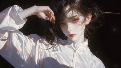 白色衣服个性动漫女孩