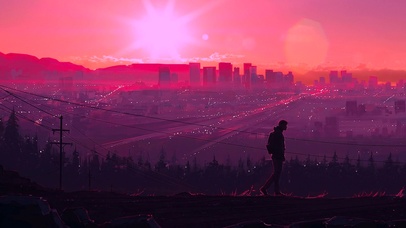 城市日落