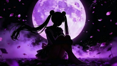 紫色忧郁美少女