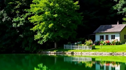 护眼湖面绿景带鱼屏