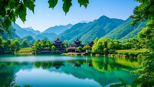 绿色护眼古镇山水