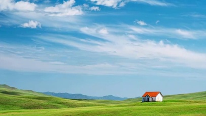 唯美的自然小屋风景