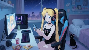 玩手机的美少女