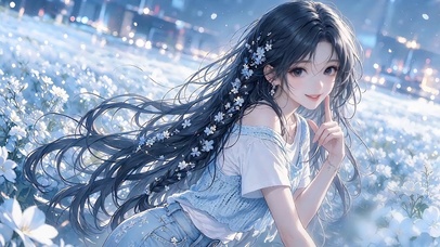 勿忘我花海少女