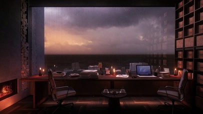 舒适的书房雷雨氛围