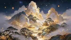 唯美的金色山川