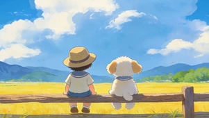 女孩与萌宠带鱼屏