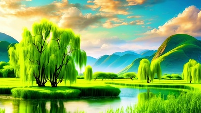 绿色护眼郊外垂杨柳