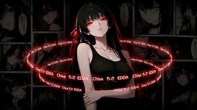 暗系美少女千咲文字环绕