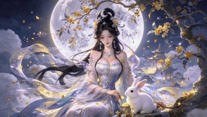 月光下美人与玉兔