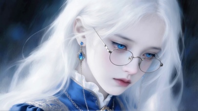 银发蓝眸二次元美少女