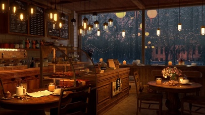 舒适雨天咖啡厅