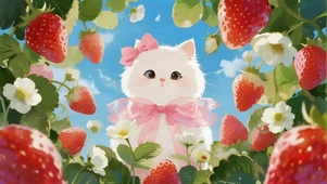 可爱草莓猫咪