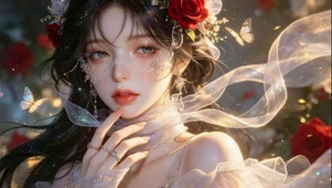蕾丝花饰少女特写