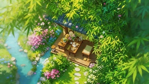 竹林院落小屋