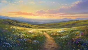 夕阳花草树木
