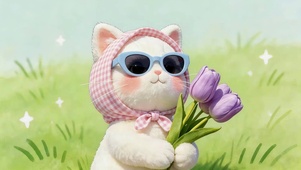 可爱郁金香猫咪