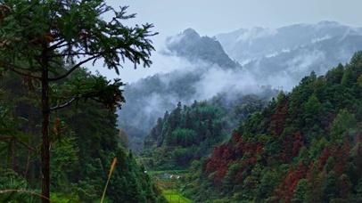 雨天山川云雾
