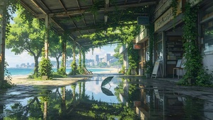 被遗弃的复古海边老店