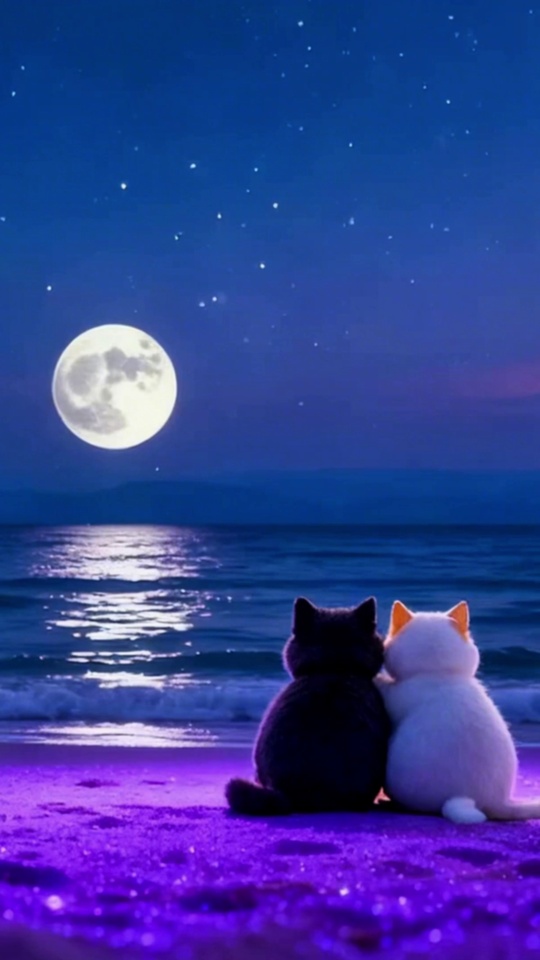 浪漫月下潮汐4K