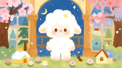 萌萌小羊春天的樱花开了