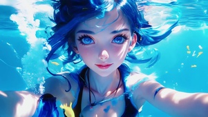 海蓝与星瞳少女