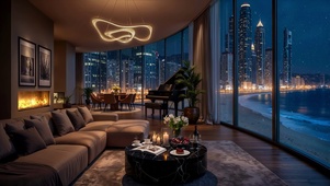 城市雪夜海景房