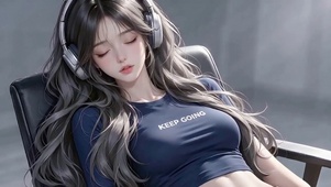 赛隙小憩的电竞女孩