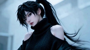 酷飒暗黑高马尾二次元美少女