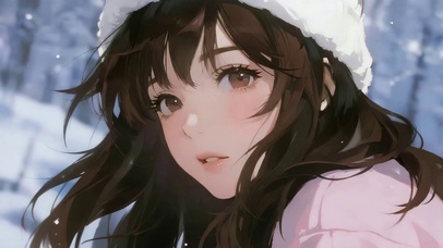 雪景中女孩
