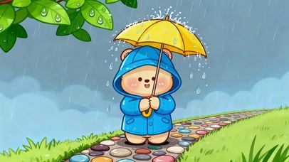 雨中可爱小熊