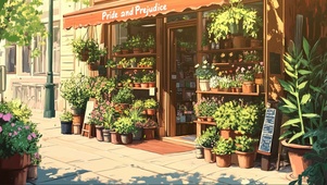 夏日城市绿色植物商店