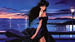 旧漫海边美女