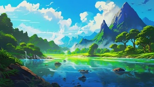 山谷清澈浅滩