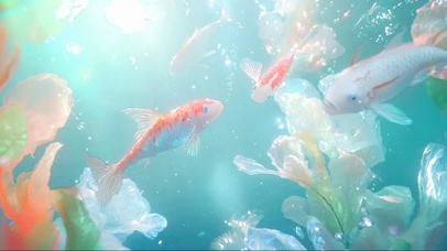 清透氧气河水阳光锦鲤