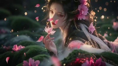 鲜花丛中美艳花妖