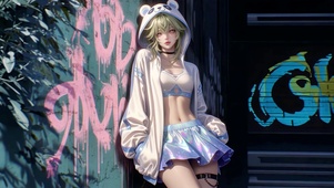 街头甜酷涂鸦少女