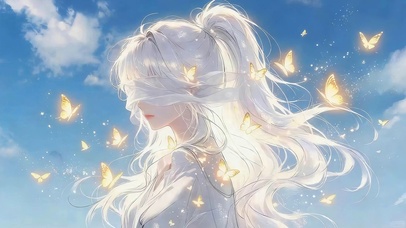 治愈白发蝴蝶女孩