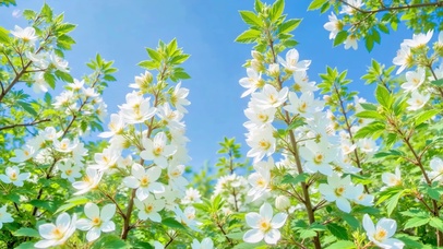 护眼蓝天下花丛