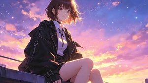 黄昏下的少女