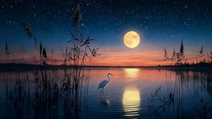 夕阳湖面